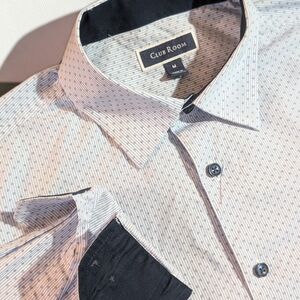 Club Room Men's White and Blue Stripe With Circles Shirt Size Medium